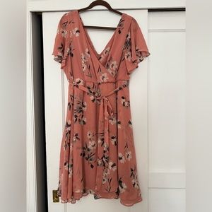 Torrid Pink Floral Faux Wrap Dress